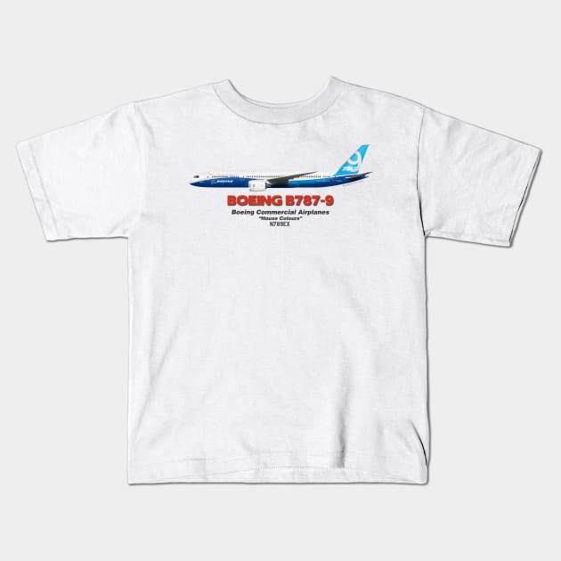 Boeing B787-9 - Boeing "House Colours" Kids T-Shirt by TheArtofFlying